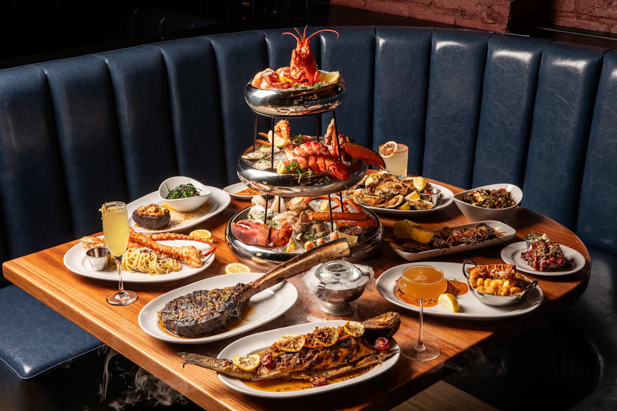 a table topped with plates of food on a plate